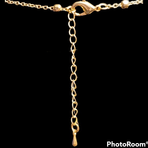 Kymyad Bohemian style enamel flower gold necklace w/ graduated gold beads. - Picture 10 of 12